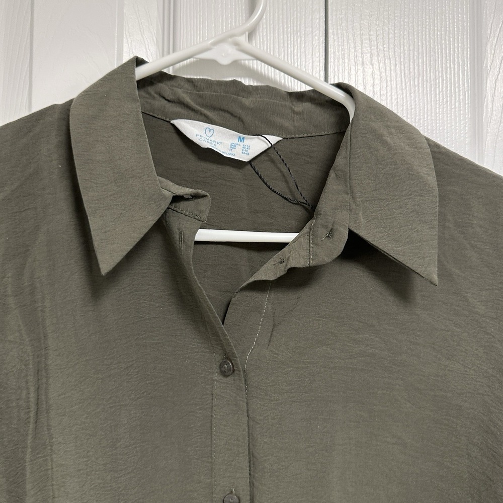 Primark Dark Gray Long Sleeve Button up modal/polyester Womens Shirt M - Picture 2 of 11